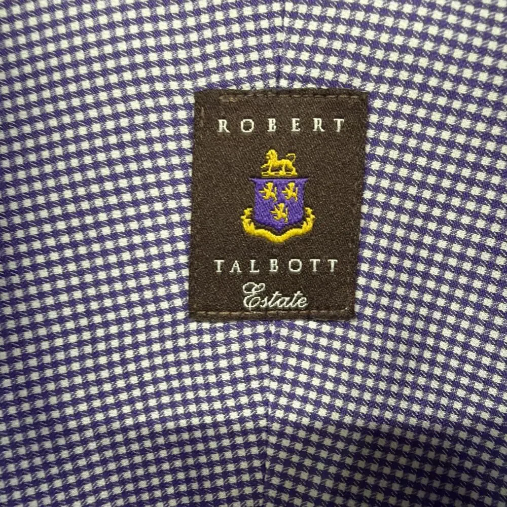 Robert Talbot Estate Mens Purple&White Gingham Check Dress Shirt USA